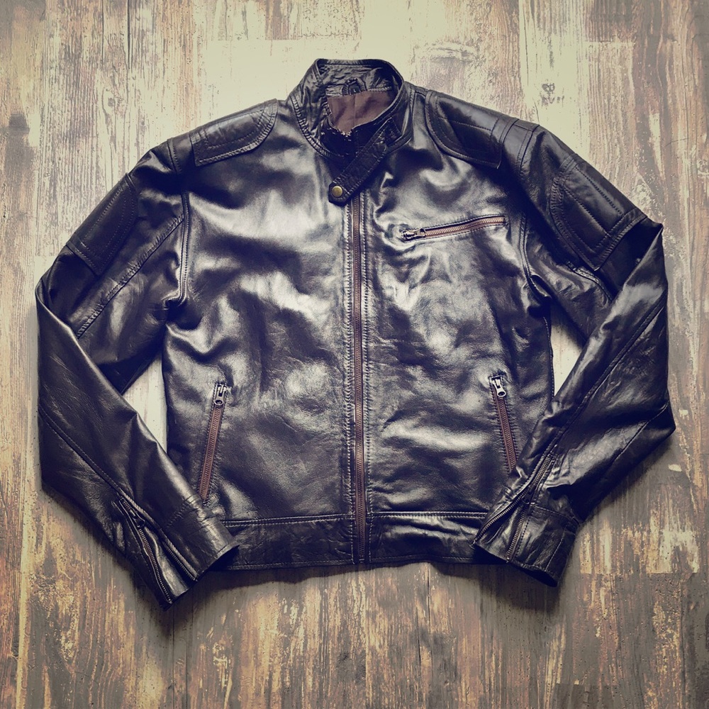 Brown Leather Moto Jacket